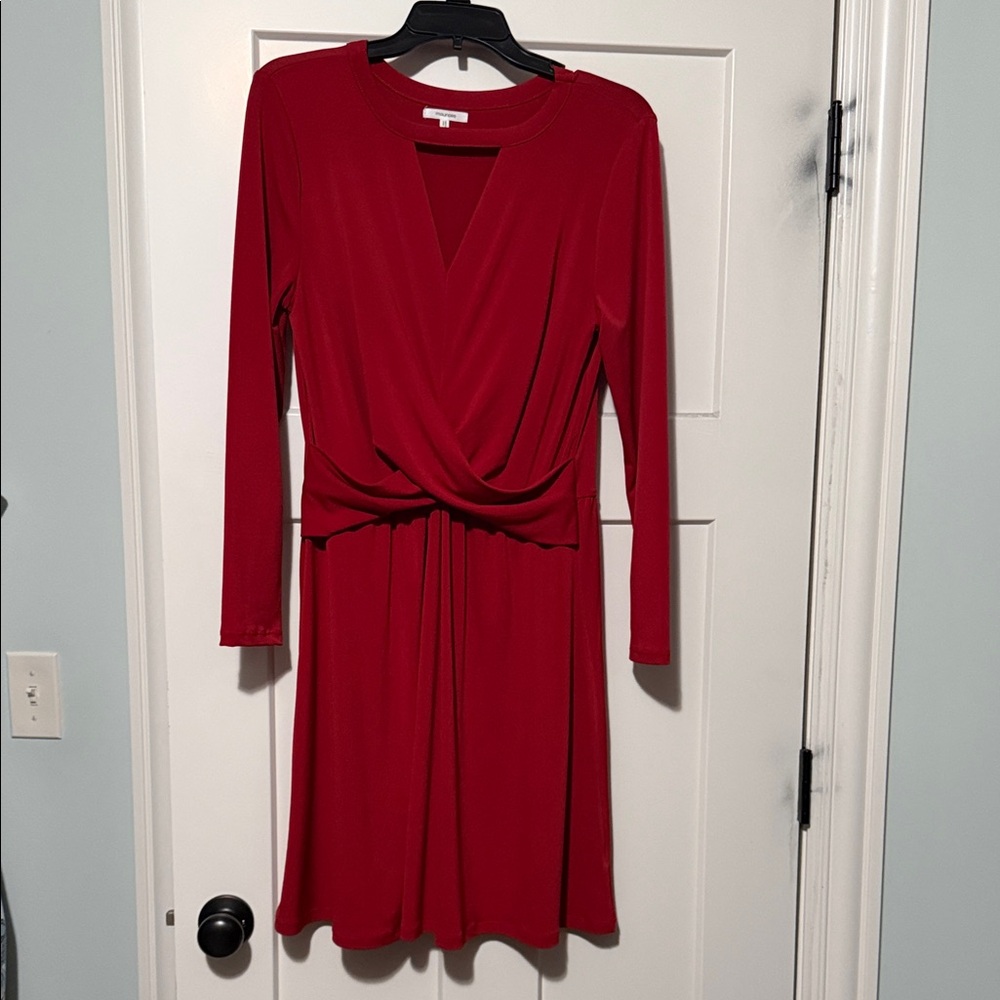 Red Twist Waist Cut Out Neck Mini Dres